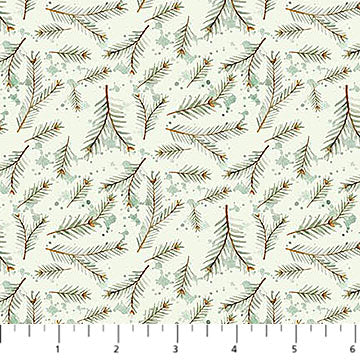 Snowbound - Quilting Cotton Fabric - Twigs - Green