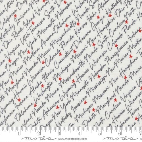 Independence Day - Quilting Cotton - The States Text and Words - Vanilla