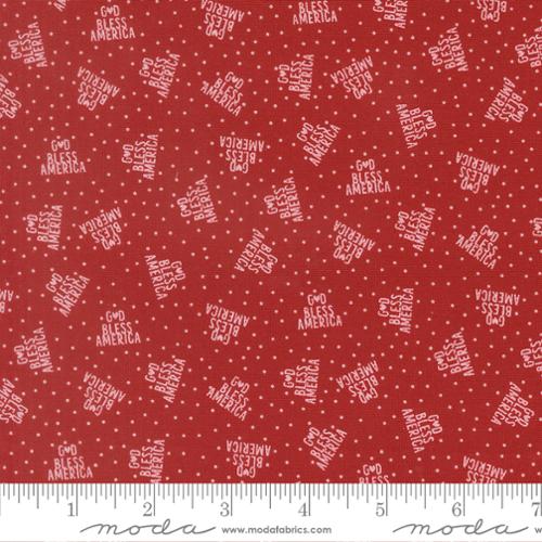 Independence Day - Quilting Cotton - God Bless America Text and Words - Red