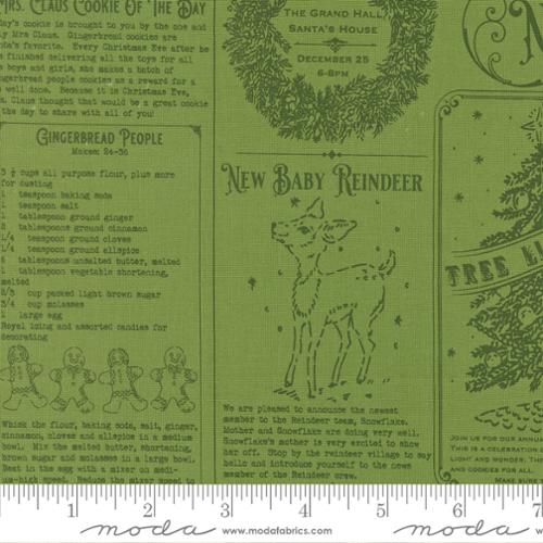 Holiday Cheer - Quilting Cotton Fabric - North Pole News Text and Words Vintage Newsprint - Mistletoe