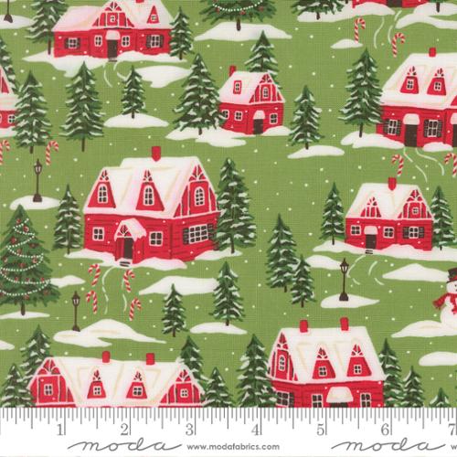 Holiday Cheer - Quilting Cotton Fabric - Cardinals Village Landscape and Nature Scenic - Mistletoe