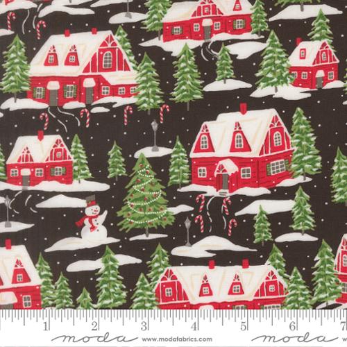 Holiday Cheer - Quilting Cotton Fabric - Cardinals Village Landscape and Nature Scenic - Midnight