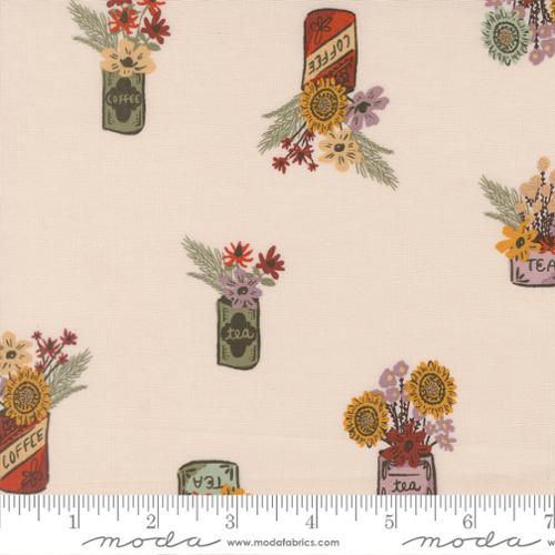 Windfall - Quilting Cotton Fabric - Vintage Novelty Flower Jars - Eggshell