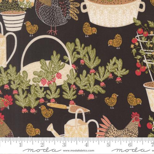 The Henhouse - Quilting Cotton - Chicken Garden Landscape and Nature - Iron