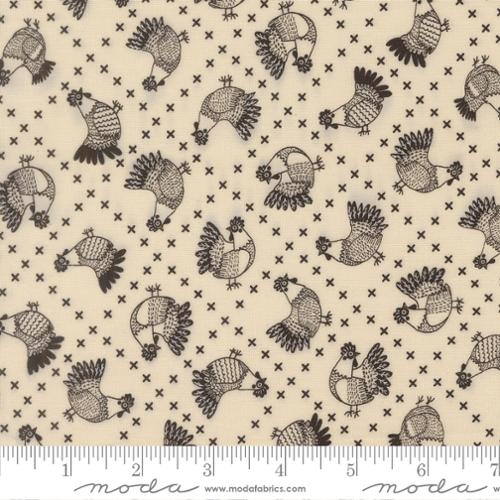 The Henhouse - Quilting Cotton - Cross Stitch Chickens - Cloud Iron