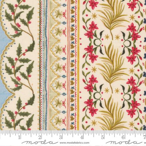 Silent Night - Quilting Cotton Fabric - Palms of Wonder Stripes Floral - Lamb