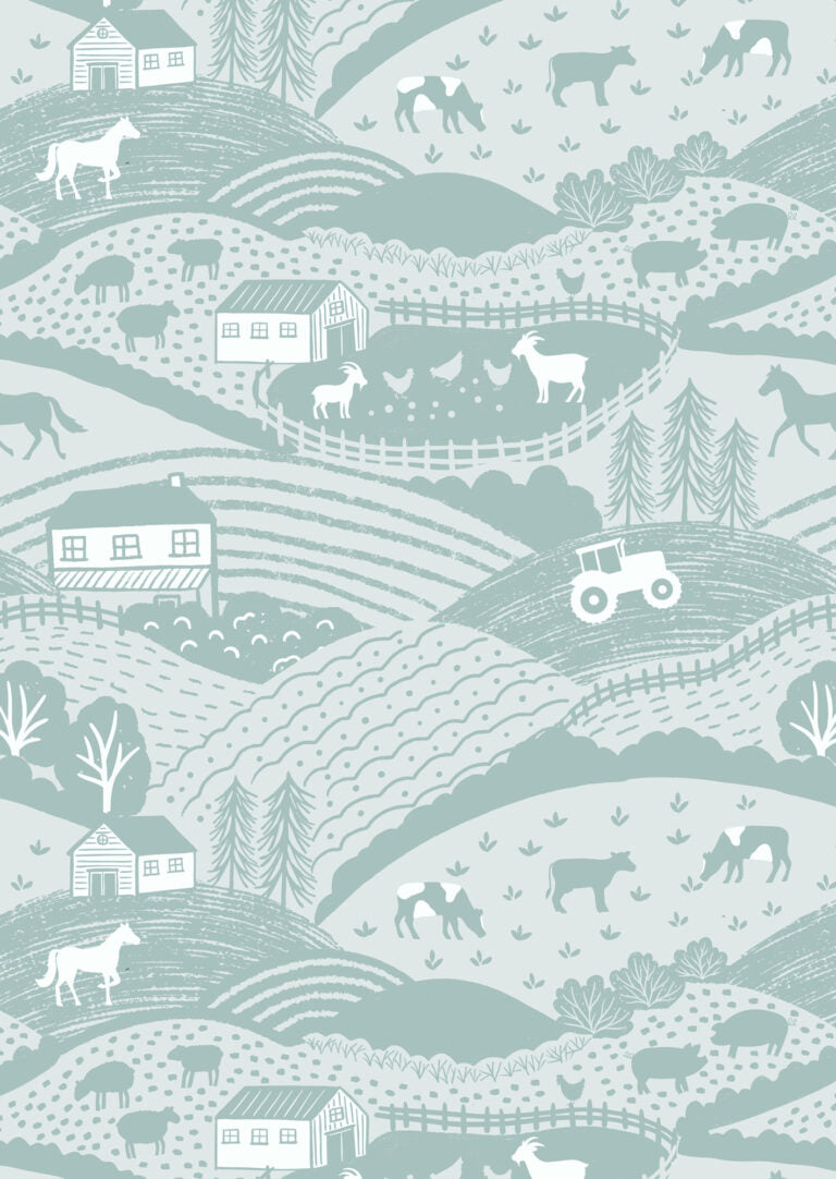 Country Croft - Quilting Cotton Fabric - Duck Egg Croft - Blue