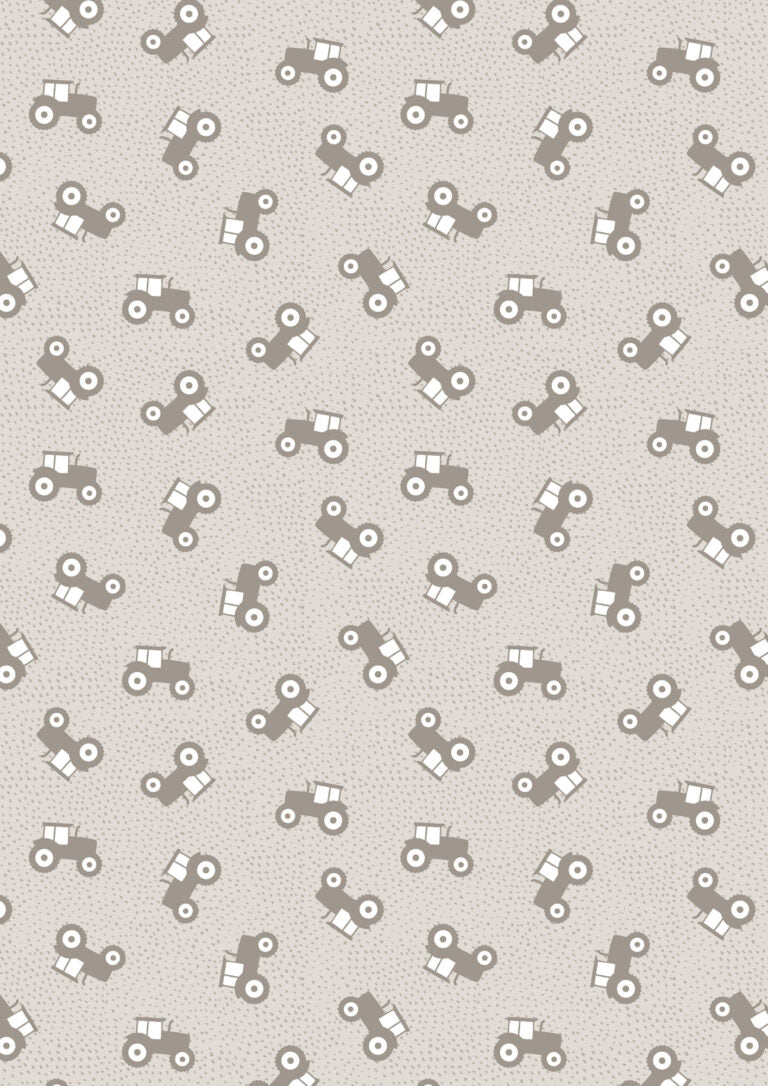 Country Croft - Quilting Cotton Fabric - Mink Tractors - Brown