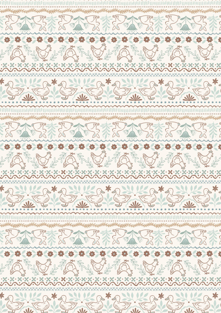 Country Croft - Quilting Cotton Fabric - Farm Friends - Cream