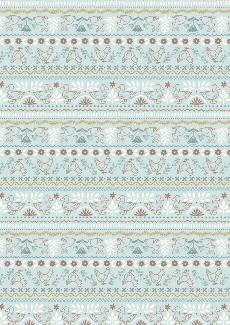 Country Croft - Quilting Cotton Fabric - Farm Friends - Blue