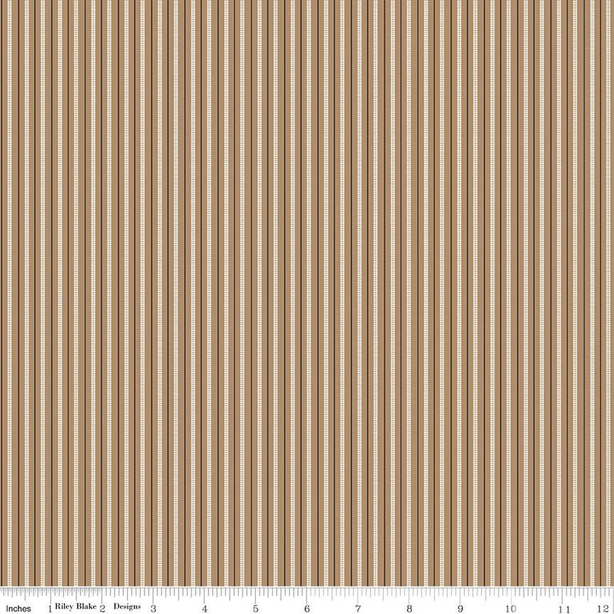 Prairie - Quilting Cotton Fabric - Ticking - Chestnut