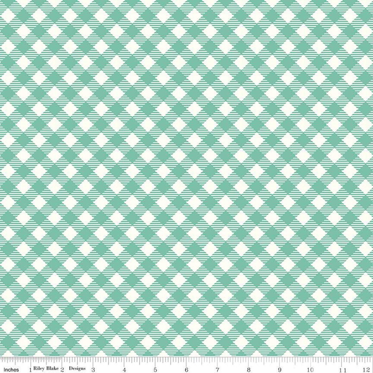Bee Ginghams – Quilting Cotton Fabric – Debbie - Sea Glass