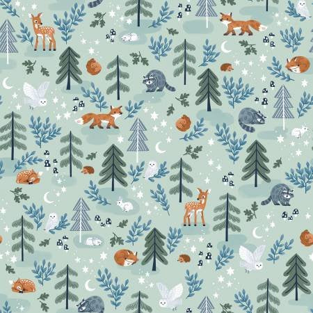 Twilight Creatures – Quilting Cotton Fabric – Mint - Green