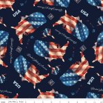 Letters From Home - Quilting Cotton Fabric - USA - Navy