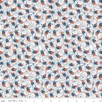 Letters From Home - Quilting Cotton Fabric - Flag Stamps - White