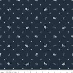 Letters From Home - Quilting Cotton Fabric - Scatter - Navy