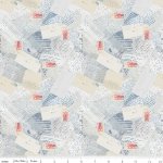 Letters From Home - Wide Back Quilting Cotton Fabric - Letters - Vintage Blue - 108"