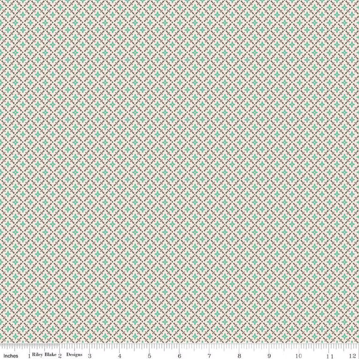 Piece and Plenty – Quilting Cotton Fabric - Lattice -Sea Glass