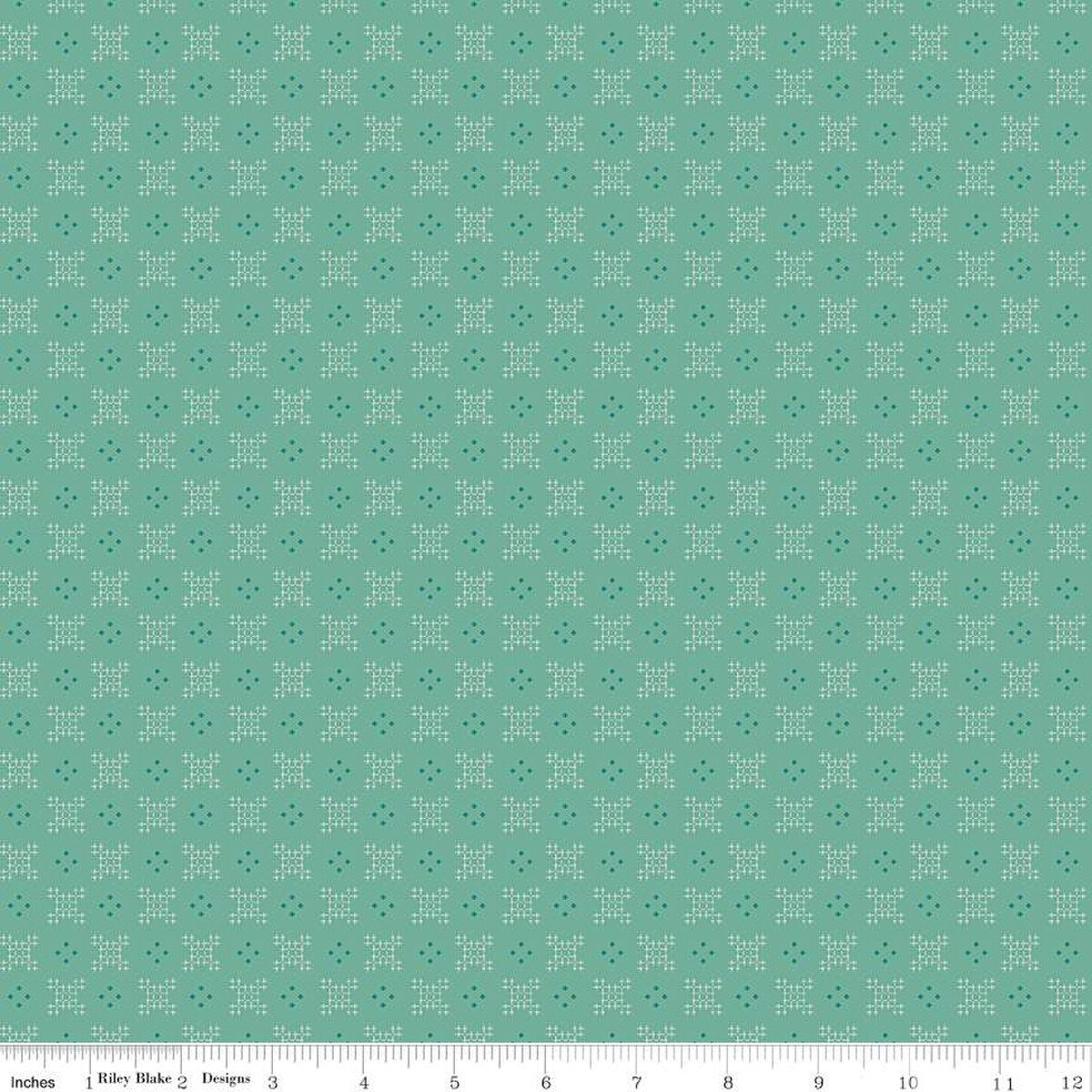 Piece and Plenty – Quilting Cotton Fabric - Stitching - Sea Glass