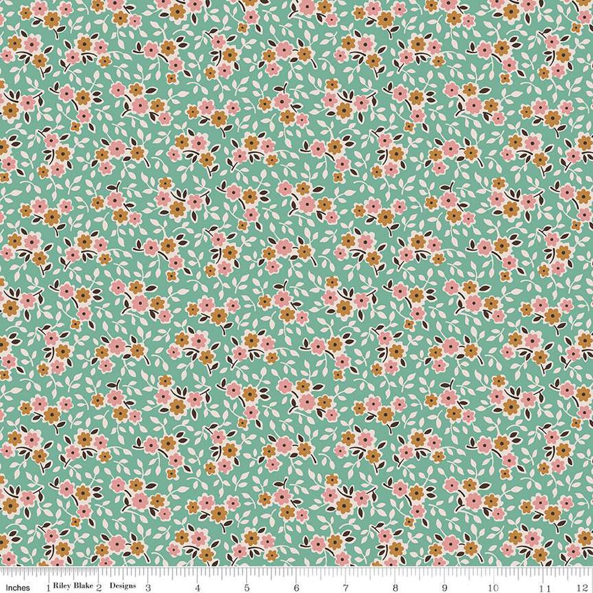 Gentler Times – Cotton Fabric – Cherish - Sea Glass