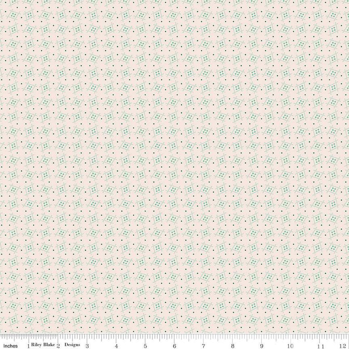 Gentler Times – Cotton Fabric – Welcome - Sea Glass