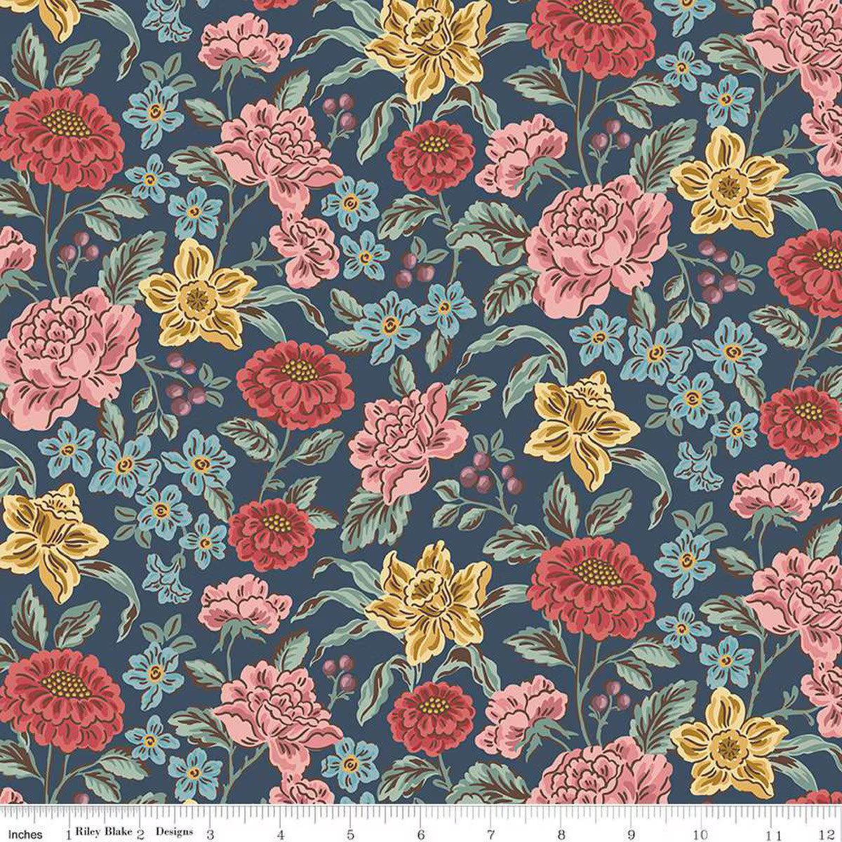 Emma – Quilting Cotton Fabric – Hartfield - Navy