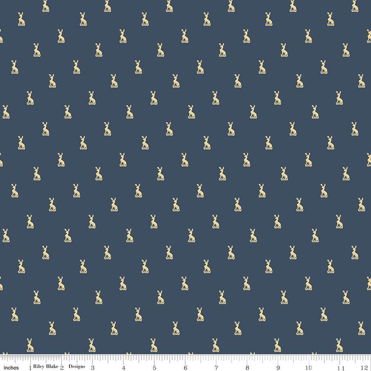 Emma – Quilting Cotton Fabric – Austen Family Crest - Navy