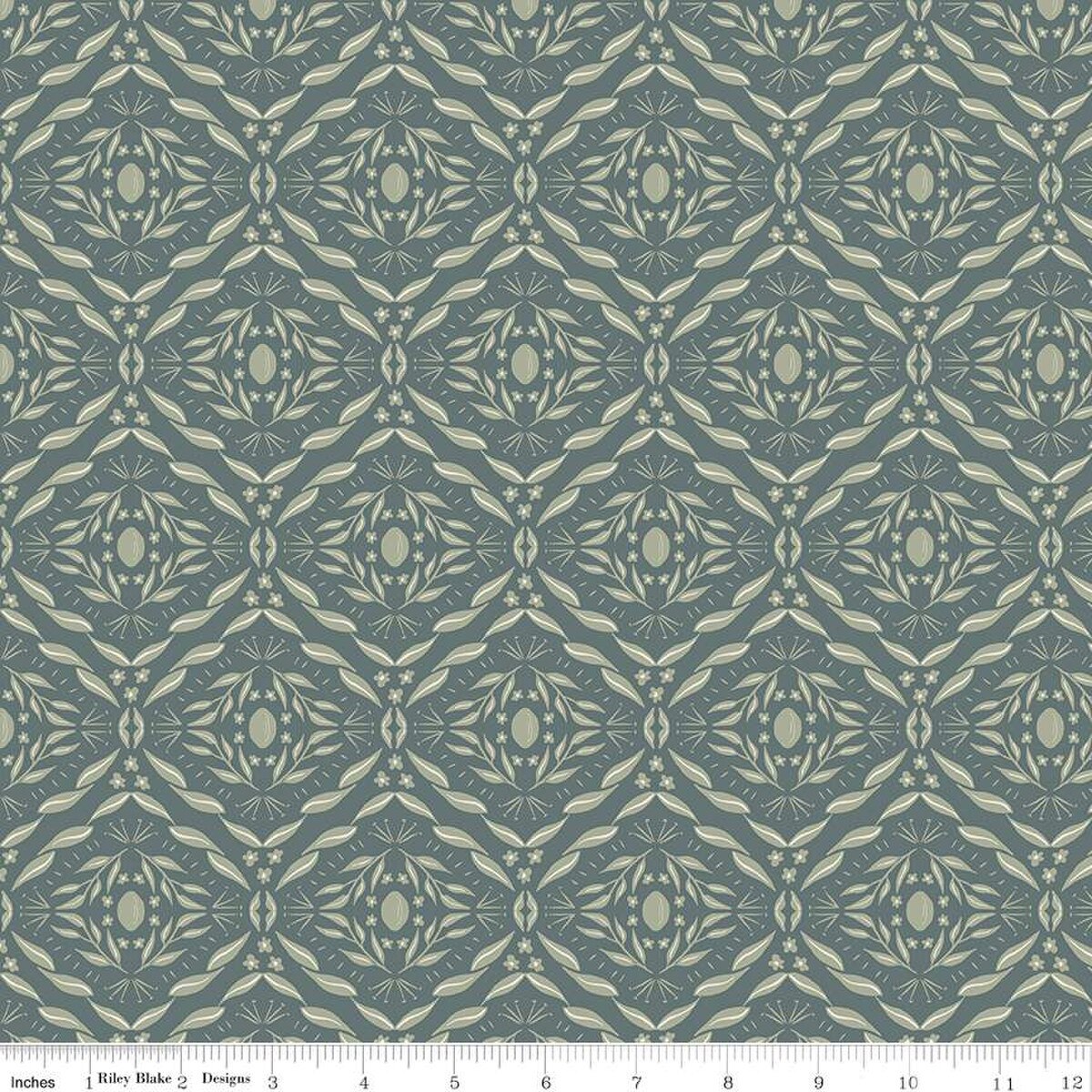 Olive Grove – Quilting Cotton Fabric – Damask - Teal