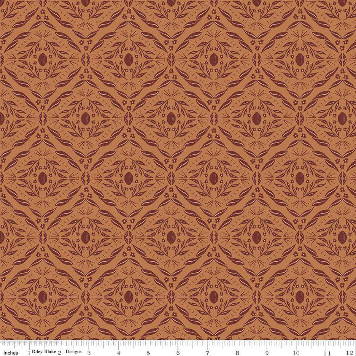 Olive Grove – Quilting Cotton Fabric – Damask - Terracotta