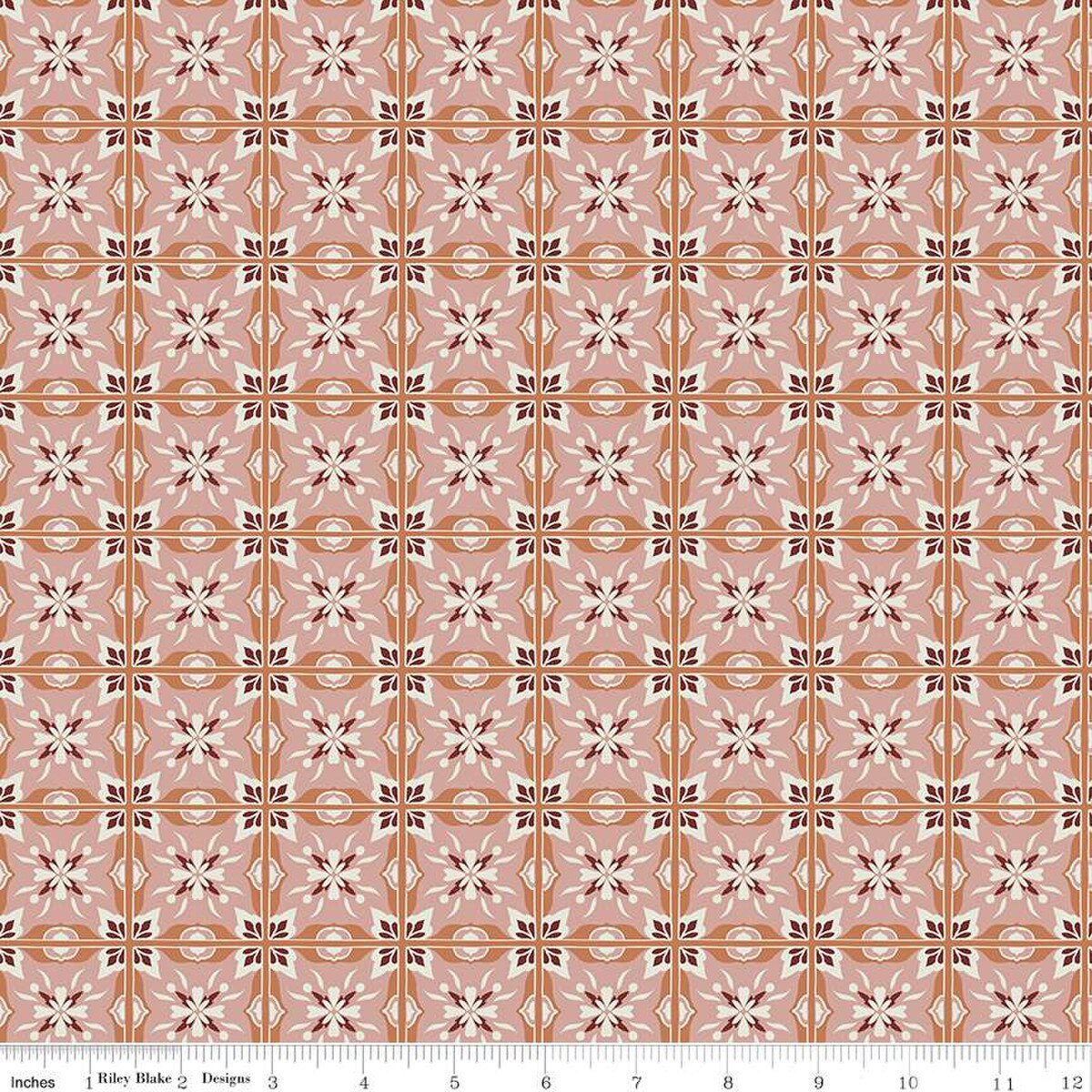 Olive Grove – Quilting Cotton Fabric – Mill Tiles - Pink