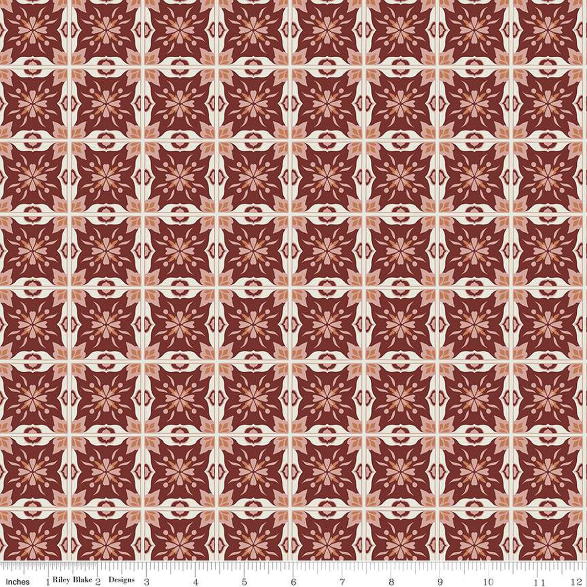 Olive Grove – Quilting Cotton Fabric – Mill Tiles - Plum