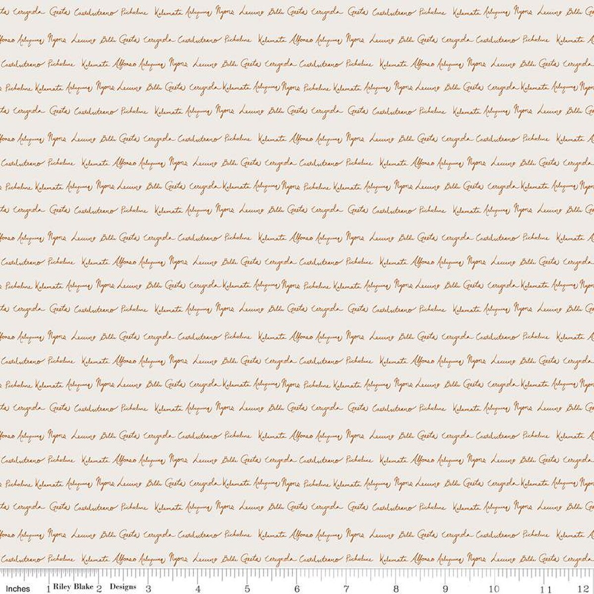 Olive Grove – Quilting Cotton Fabric – Script - Ivory