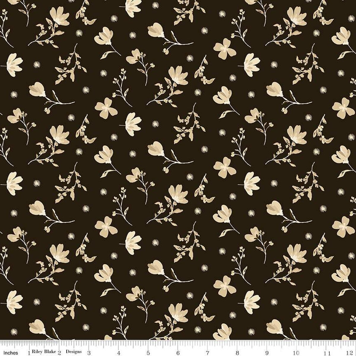 Morning Latte – Quilting Cotton Fabric – Floral - Espresso