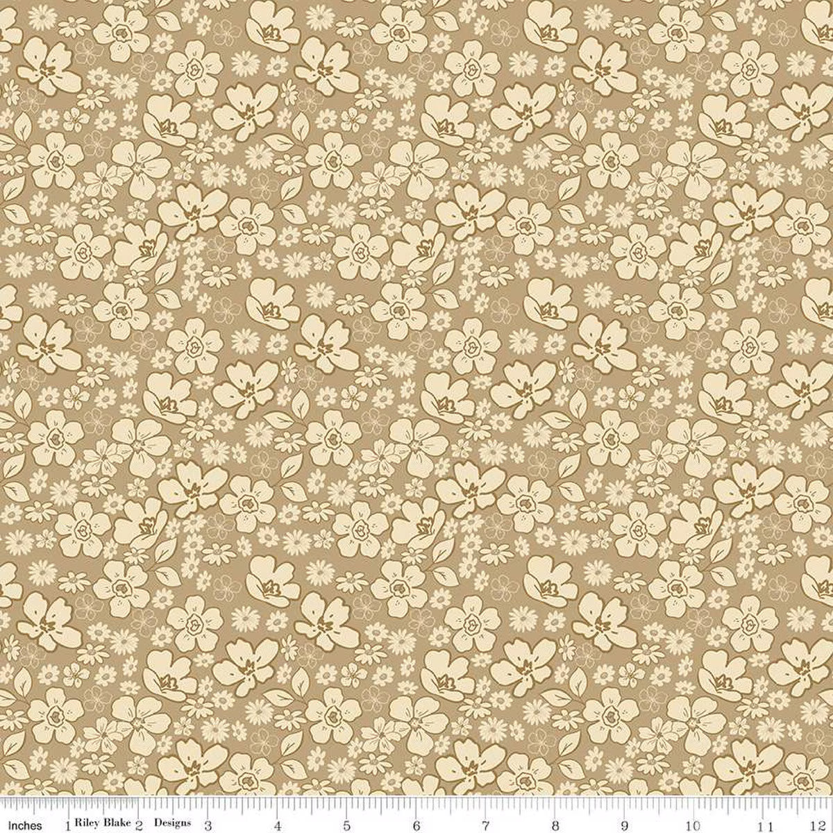 Morning Latte – Quilting Cotton Fabric – Tonal Floral - Camel