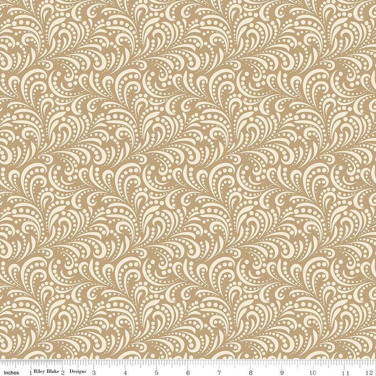 Morning Latte – Quilting Cotton Fabric – Swirls - Camel