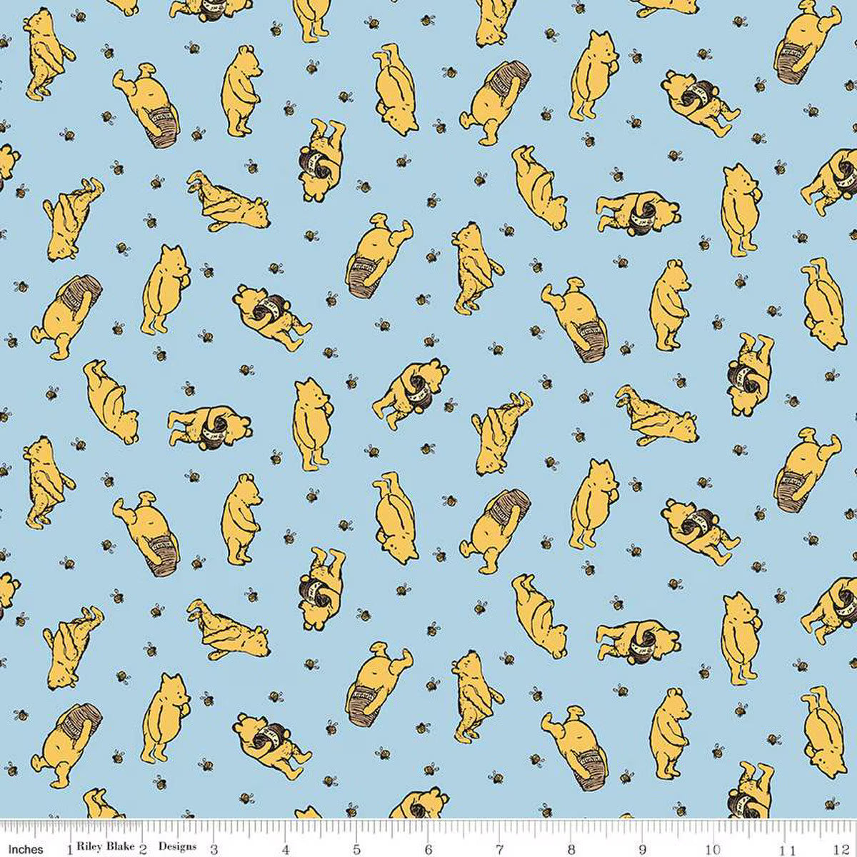 Winnie The Pooh – Quilting Cotton Fabric – Toss - Blue