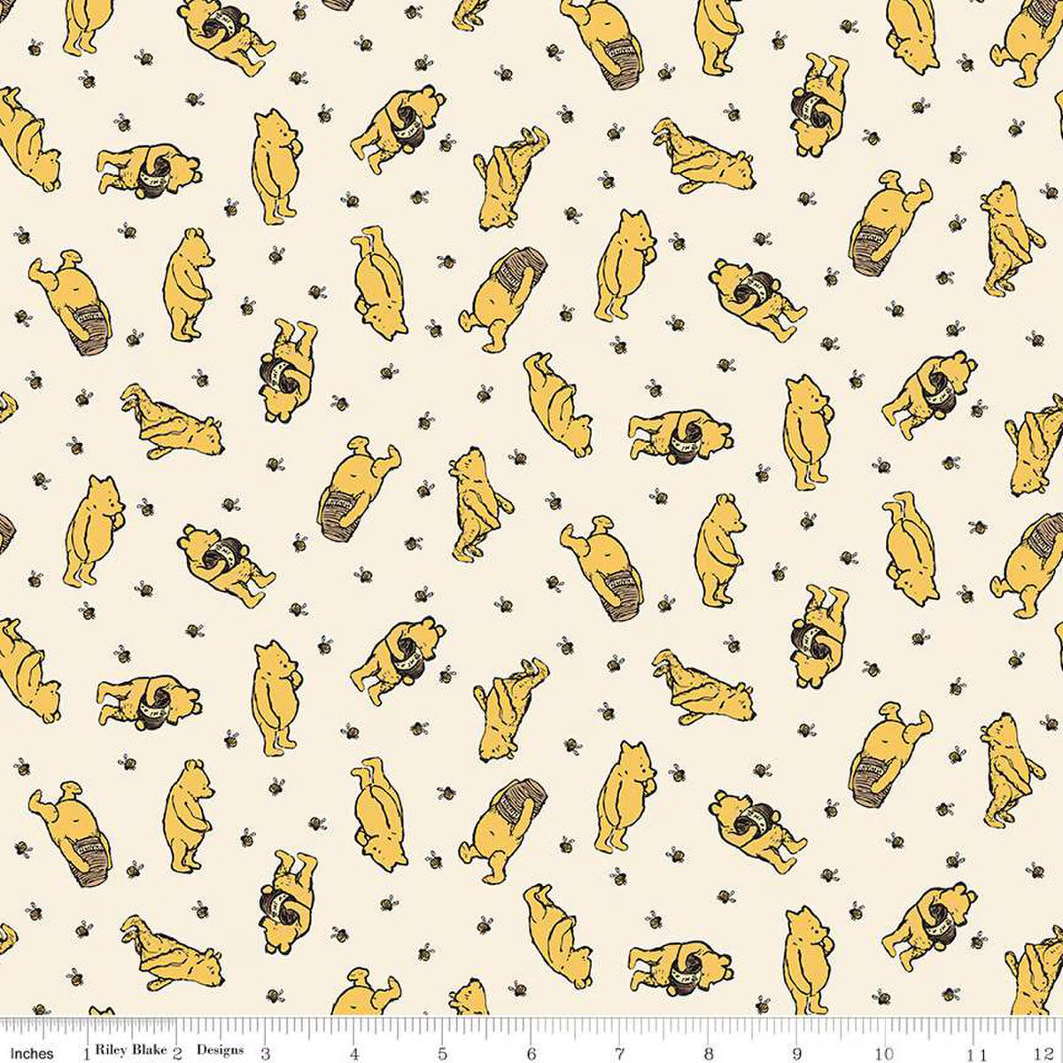 Winnie The Pooh – Flannel Cotton Fabric – Toss - Cream