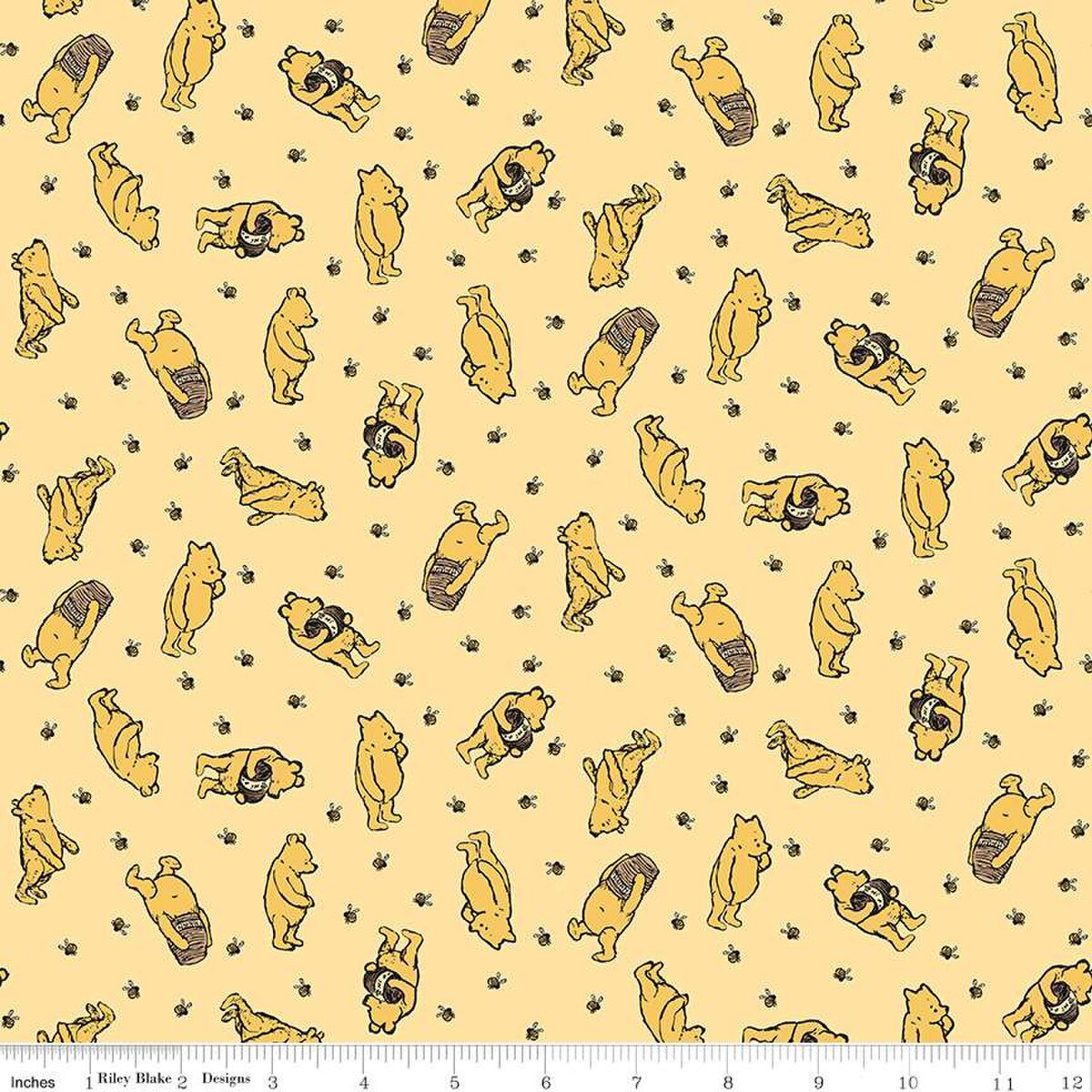 Winnie The Pooh – Flannel Cotton Fabric – Toss - Sunshine
