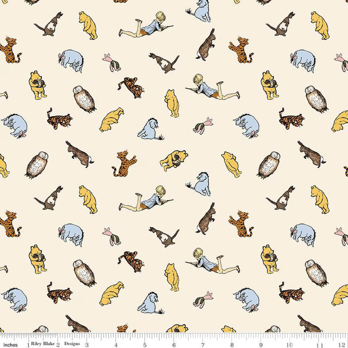 Winnie The Pooh – Quilting Cotton Fabric – Characters - Cream