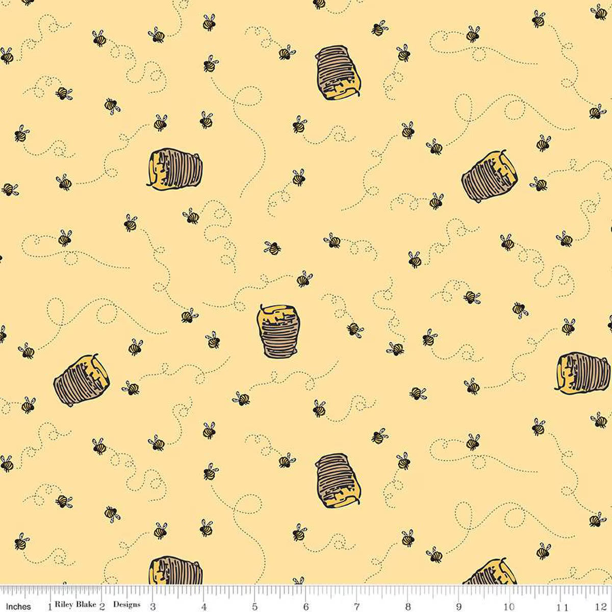Winnie The Pooh – Quilting Cotton Fabric – Bees - Sunshine