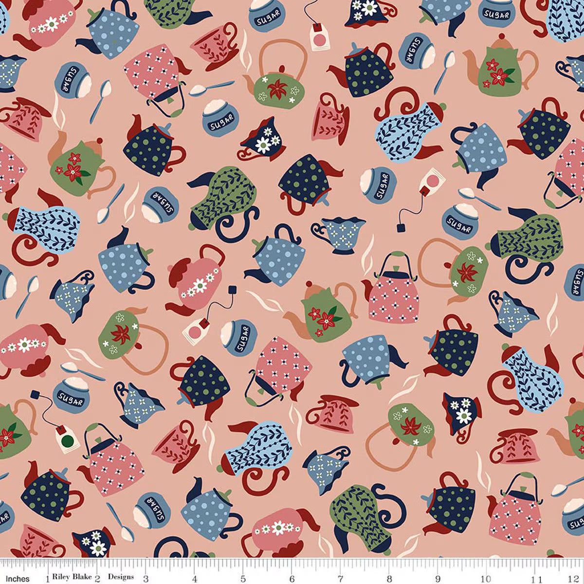 A Spoonful of Sugar - Quilting Cotton  - Tea & Sugar - Peach