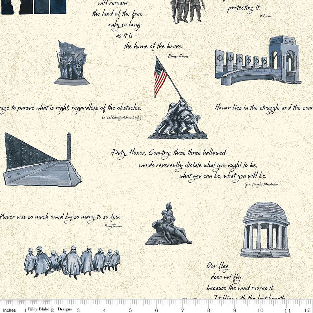 American Honor - Quilting Cotton - Monument - Cream