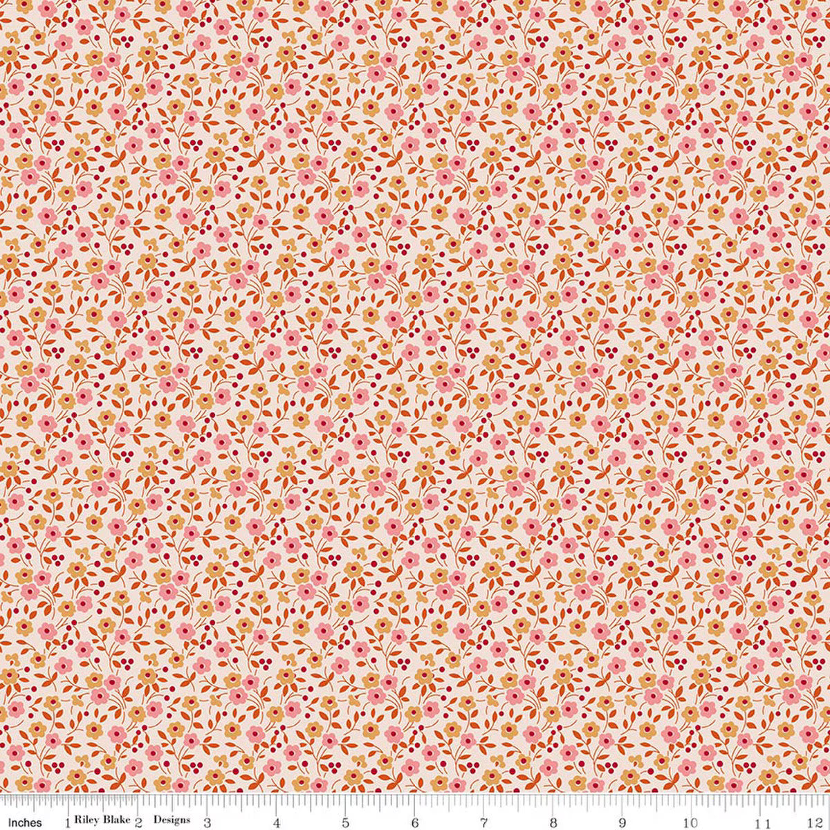 Farmer's Daughter – Quilting Cotton Fabric – Floral - Coral