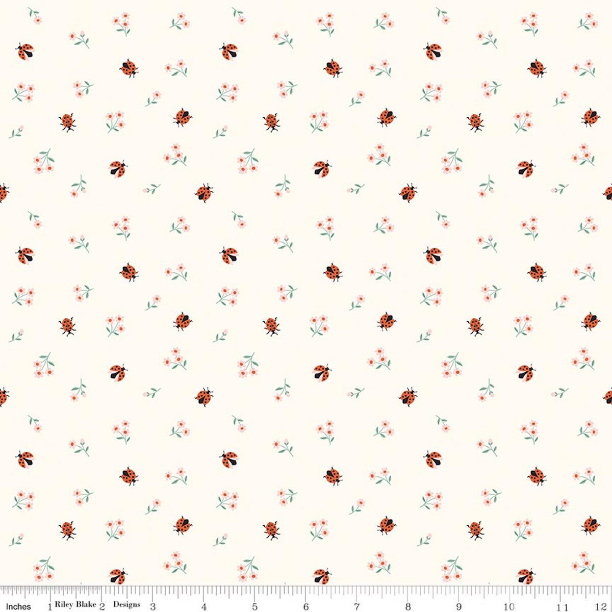 Meadow Moments - Quilting Cotton - Ladybugs - Cream