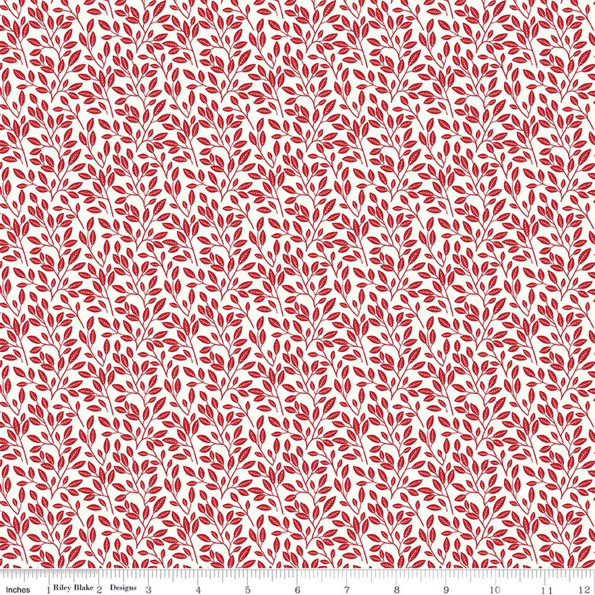 Radiant Ruby – Quilting Cotton Fabric – Leaves - Cloud