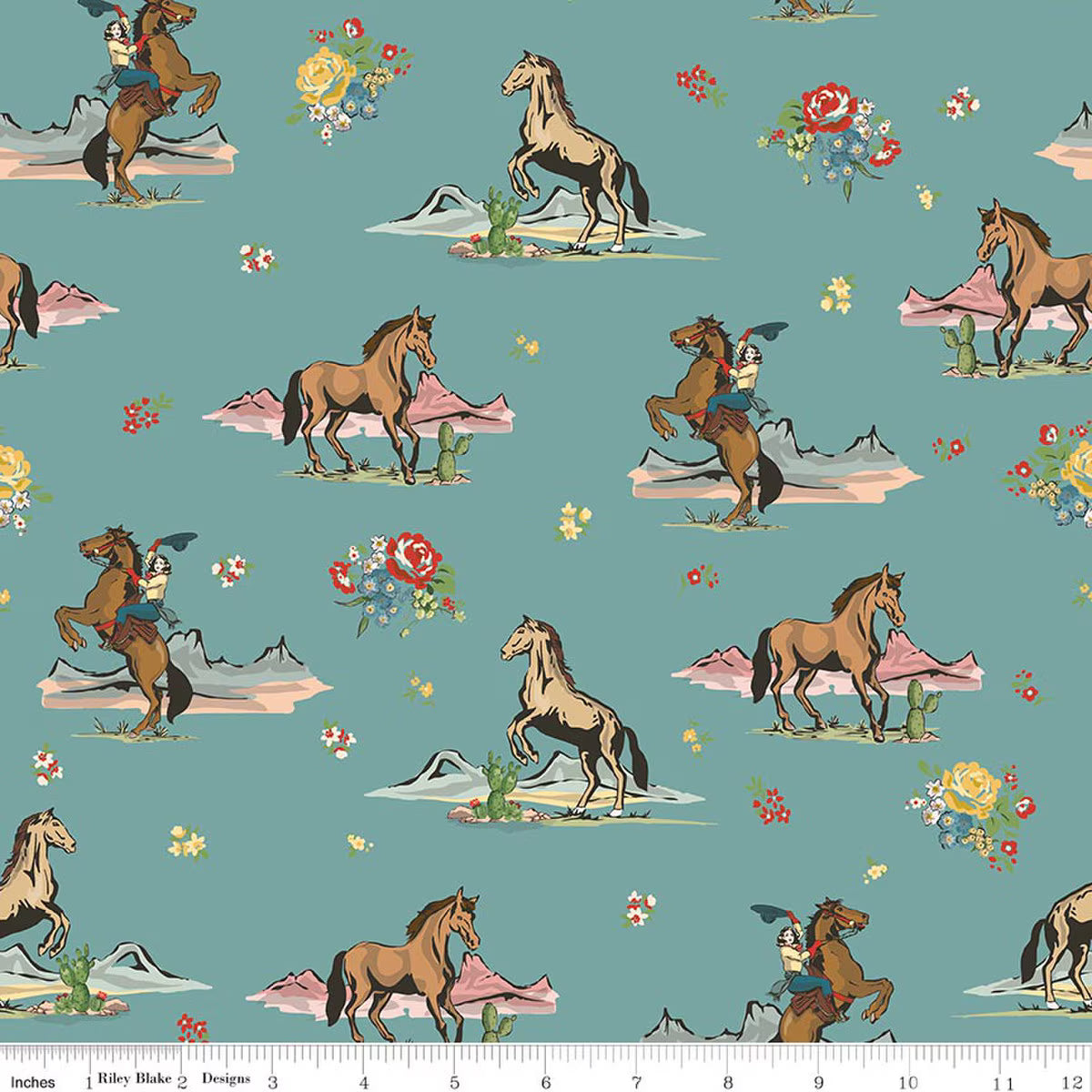 Cowgirl - Quilting Cotton Fabric - Main - Blue