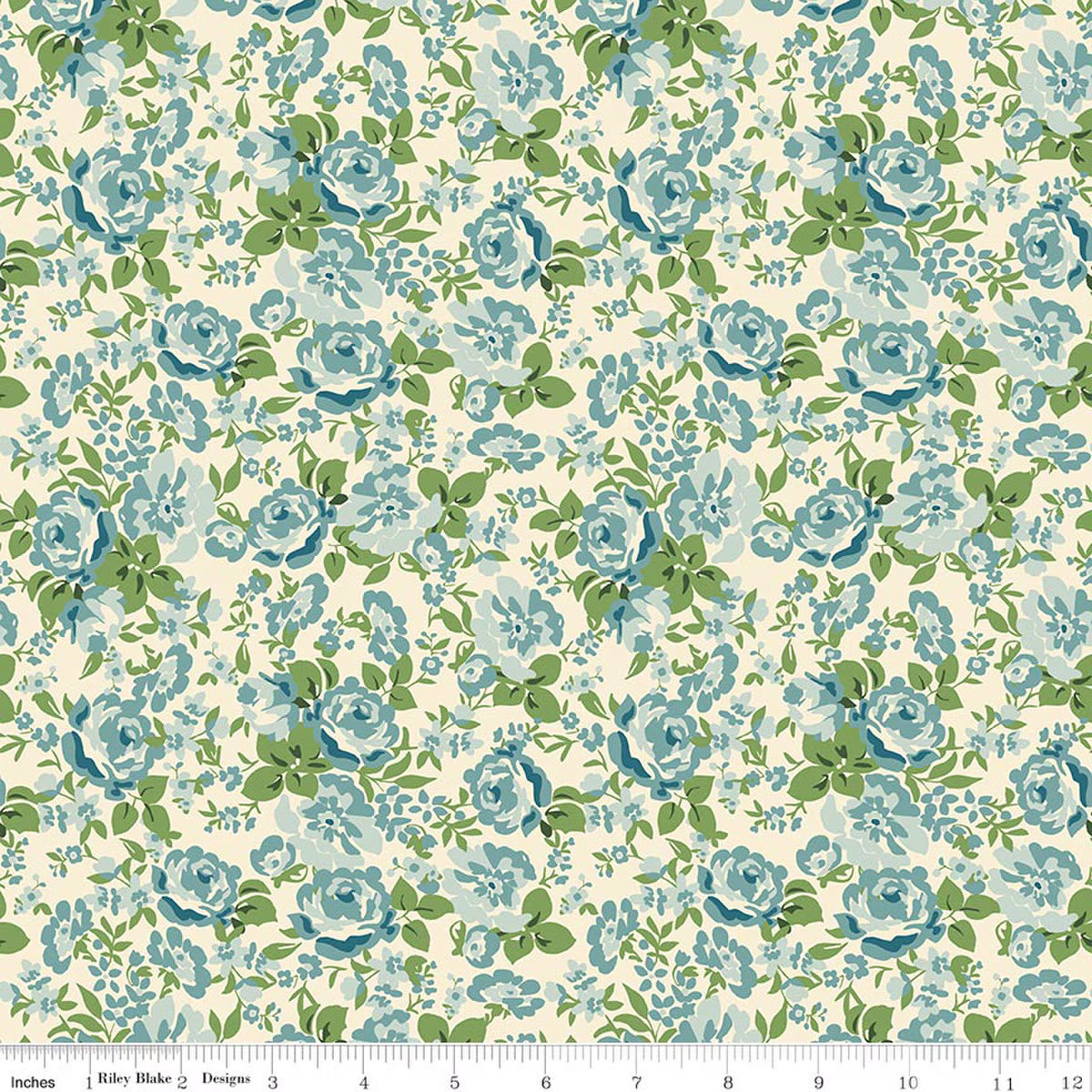 Cowgirl - Quilting Cotton Fabric - Floral - Blue