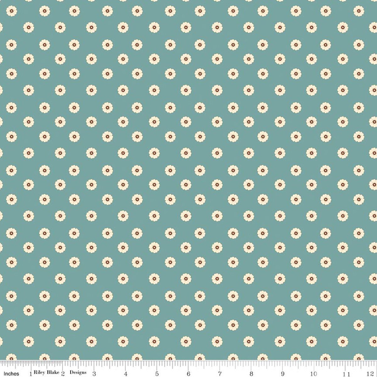 Cowgirl - Quilting Cotton Fabric - Flower Dots - Blue