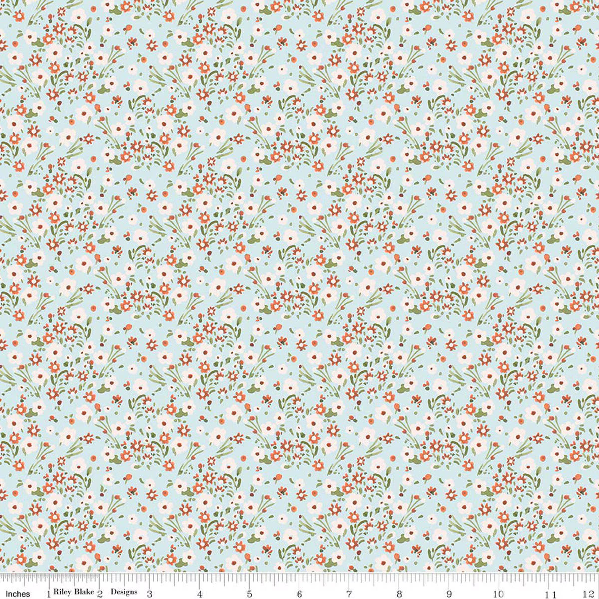 Sketchbook - Quilting Cotton Fabric - Blossoms - Blue