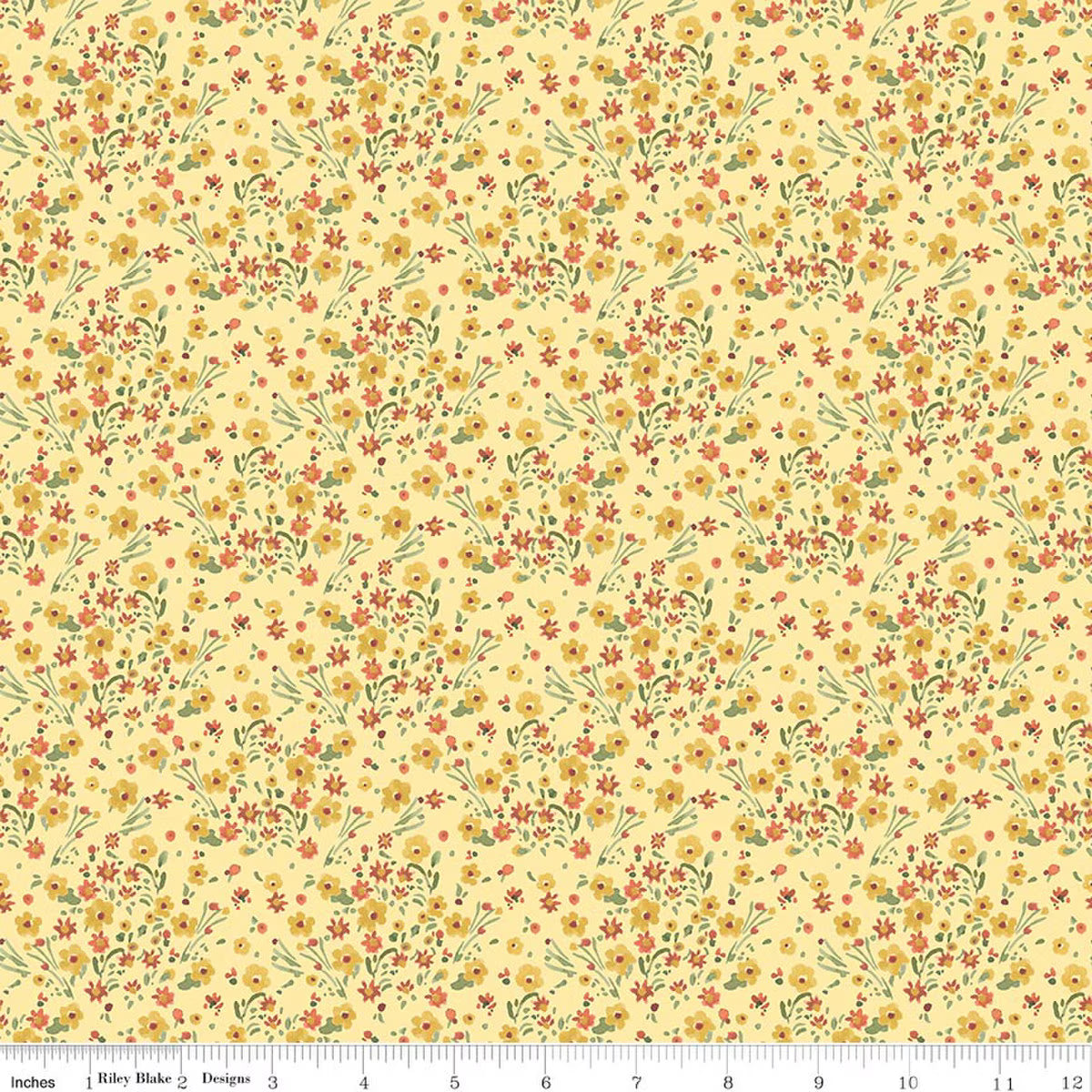 Sketchbook - Quilting Cotton Fabric - Blossoms - Sunny